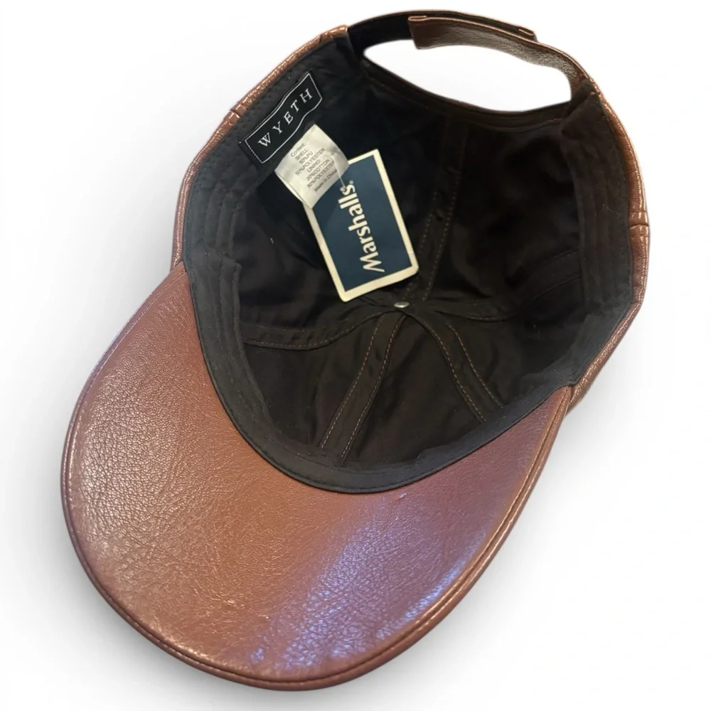 Wyeth by Todd Magill Brown Faux Leather Cap with adjustable strap NWT